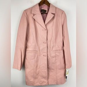Brandon Thomas size Medium Women’s Pink Leather Button Up Blazer Jacket